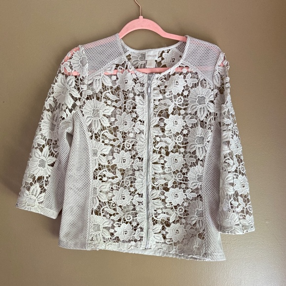 Chicos Tops - Chicos size 1 (med/8) Womens all lace top shirt blouse off white